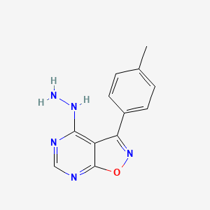 molecular formula C12H11N5O B14298262 4-Hydrazinyl-3-(4-methylphenyl)[1,2]oxazolo[5,4-d]pyrimidine CAS No. 112467-64-8