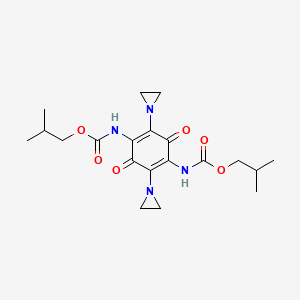 molecular formula C20H28N4O6 B14298453 (2,5-Bis(1-aziridinyl)-3,6-dioxo-1,4-cyclohexadiene-1,4-diyl)biscarbamic acid, bis(2-methylpropyl) ester CAS No. 125659-91-8