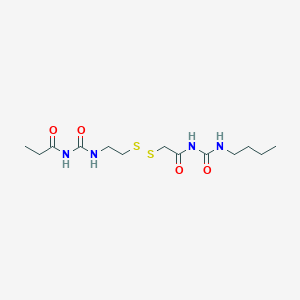 molecular formula C13H24N4O4S2 B14298585 N-{[2-({2-[(Butylcarbamoyl)amino]-2-oxoethyl}disulfanyl)ethyl]carbamoyl}propanamide CAS No. 112445-79-1