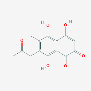 molecular formula C14H12O6 B14298605 4,5,8-Trihydroxy-6-methyl-7-(2-oxopropyl)naphthalene-1,2-dione CAS No. 121379-02-0