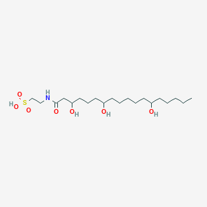 molecular formula C20H41NO7S B14298679 2-[(3,7,13-Trihydroxyoctadecanoyl)amino]ethane-1-sulfonic acid CAS No. 115900-04-4