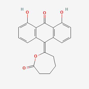 molecular formula C20H16O5 B14298824 7-(4,5-Dihydroxy-10-oxoanthracen-9(10H)-ylidene)oxepan-2-one CAS No. 122993-74-2