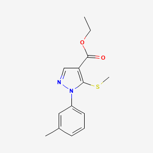 1H-Pyrazole-4-carboxylic acid, 1-(3-methylphenyl)-5-(methylthio)-, ethyl ester