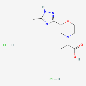 molecular formula C10H18Cl2N4O3 B1429930 2-[2-(3-甲基-1H-1,2,4-三唑-5-基)吗啉-4-基]丙酸二盐酸盐 CAS No. 1394040-01-7