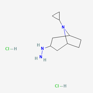 molecular formula C10H21Cl2N3 B1429933 8-Cyclopropyl-3-hydrazinyl-8-azabicyclo[3.2.1]octane dihydrochloride CAS No. 1384430-12-9