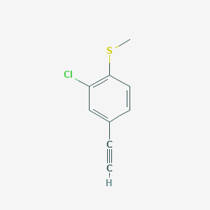 molecular formula C9H7ClS B14299361 Benzene, 2-chloro-4-ethynyl-1-(methylthio)- CAS No. 120136-30-3