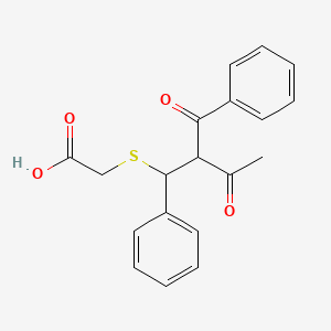 [(2-Benzoyl-3-oxo-1-phenylbutyl)sulfanyl]acetic acid