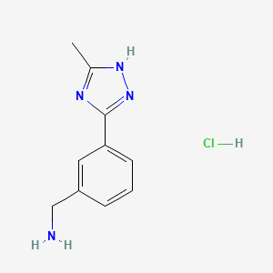 molecular formula C10H13ClN4 B1429957 [3-(5-methyl-1H-1,2,4-triazol-3-yl)phenyl]methanamine hydrochloride CAS No. 1423031-38-2
