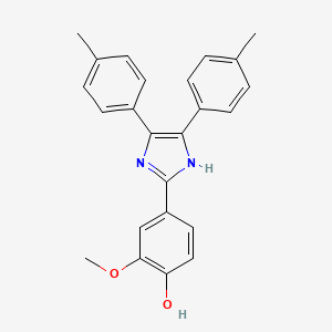 molecular formula C24H22N2O2 B14299588 Phenol, 4-[4,5-bis(4-methylphenyl)-1H-imidazol-2-yl]-2-methoxy- CAS No. 121111-60-2