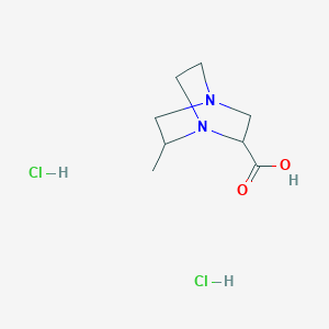molecular formula C8H16Cl2N2O2 B1429961 6-Methyl-1,4-diazabicyclo[2.2.2]octane-2-carboxylic acid dihydrochloride CAS No. 1423027-13-7