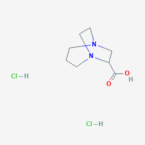 molecular formula C8H16Cl2N2O2 B1429962 1,5-Diazabicyclo[3.2.2]nonane-6-carboxylic acid dihydrochloride CAS No. 1423024-32-1