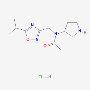 molecular formula C12H21ClN4O2 B1429985 N-[{[5-(丙-2-基)-1,2,4-恶二唑-3-基]甲基}-N-(吡咯烷-3-基)乙酰胺盐酸盐 CAS No. 1423034-96-1