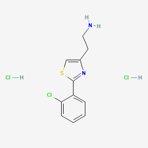 molecular formula C11H13Cl3N2S B1429986 2-[2-(2-Chlorophenyl)-1,3-thiazol-4-yl]ethan-1-amine dihydrochloride CAS No. 1423031-11-1