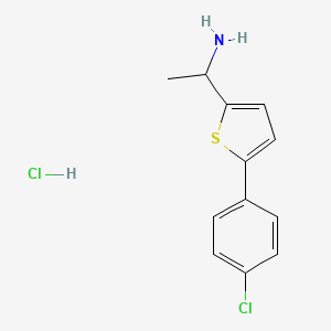 molecular formula C12H13Cl2NS B1430000 1-[5-(4-Chlorophenyl)thiophen-2-yl]ethan-1-amine hydrochloride CAS No. 1432681-86-1