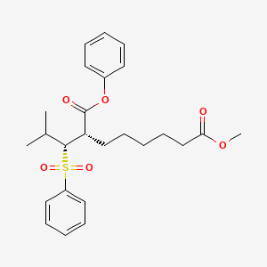 molecular formula C25H32O6S B14300161 Octanedioic acid, 2-(2-methyl-1-(phenylsulfonyl)propyl)-, 8-methyl 1-phenyl ester, (R*,S*)- CAS No. 112375-50-5