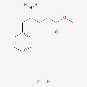 molecular formula C12H18ClNO2 B1430021 Methyl 4-amino-5-phenylpentanoate hydrochloride CAS No. 1423033-58-2