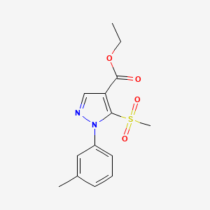 1H-Pyrazole-4-carboxylic acid, 1-(3-methylphenyl)-5-(methylsulfonyl)-, ethyl ester