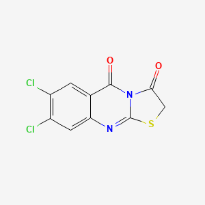 molecular formula C10H4Cl2N2O2S B14300930 7,8-Dichloro-5H-[1,3]thiazolo[2,3-b]quinazoline-3,5(2H)-dione CAS No. 112434-27-2