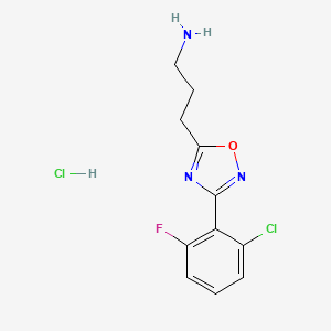 molecular formula C11H12Cl2FN3O B1430110 3-(3-(2-Chloro-6-fluorophenyl)-1,2,4-oxadiazol-5-yl)propan-1-amine hydrochloride CAS No. 1435804-21-9