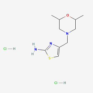 molecular formula C10H19Cl2N3OS B1430111 4-[(2,6-Dimethylmorpholin-4-yl)methyl]-1,3-thiazol-2-amine dihydrochloride CAS No. 1426291-10-2
