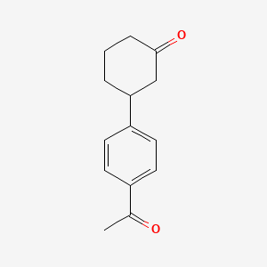 molecular formula C14H16O2 B14301499 Cyclohexanone, 3-(4-acetylphenyl)- CAS No. 125530-11-2