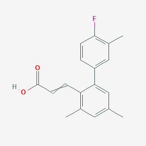 molecular formula C18H17FO2 B14301525 3-(4'-Fluoro-3,3',5-trimethyl[1,1'-biphenyl]-2-yl)prop-2-enoic acid CAS No. 113638-54-3