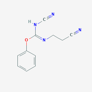 molecular formula C11H10N4O B14301552 Phenyl N-cyano-N'-(2-cyanoethyl)carbamimidate CAS No. 111971-00-7