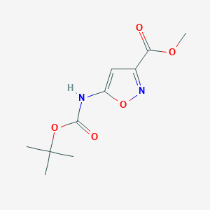 molecular formula C10H14N2O5 B1430168 Methyl 5-((tert-butoxycarbonyl)amino)isoxazole-3-carboxylate CAS No. 1779756-98-7