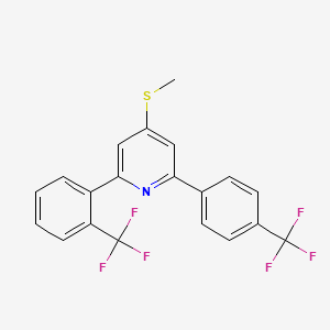 molecular formula C20H13F6NS B14301683 4-Methylthio-2-(2-(trifluoromethyl)phenyl)-6-(4-(trifluoromethyl)phenyl)pyridine CAS No. 116610-92-5