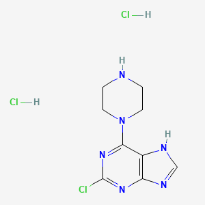 molecular formula C9H13Cl3N6 B1430180 2-chloro-6-piperazin-1-yl-9H-purine dihydrochloride CAS No. 1351612-64-0