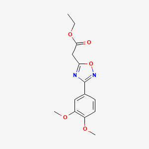 molecular formula C14H16N2O5 B1430184 Ethyl 2-[3-(3,4-dimethoxyphenyl)-1,2,4-oxadiazol-5-yl]acetate CAS No. 1375184-09-0