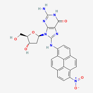 molecular formula C26H21N7O6 B14302066 Guanosine, 2'-deoxy-8-((6-nitro-1-pyrenyl)amino)- CAS No. 113799-66-9