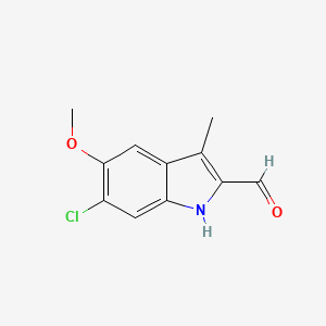 molecular formula C11H10ClNO2 B1430231 6-Chloro-5-methoxy-3-methyl-1H-indole-2-carbaldehyde CAS No. 1368473-04-4