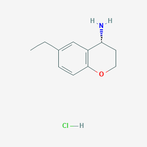 molecular formula C11H16ClNO B1430245 (4R)-6-ethyl-3,4-dihydro-2H-1-benzopyran-4-amine hydrochloride CAS No. 1807885-21-7