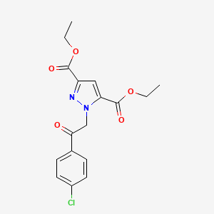 molecular formula C17H17ClN2O5 B1430259 diethyl 1-[2-(4-chlorophenyl)-2-oxoethyl]-1H-pyrazole-3,5-dicarboxylate CAS No. 1610377-15-5