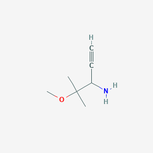 molecular formula C7H13NO B1430318 4-甲氧基-4-甲基戊-1-炔-3-胺 CAS No. 1517763-37-9