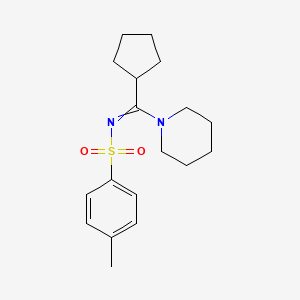 N-[Cyclopentyl(piperidin-1-yl)methylidene]-4-methylbenzene-1-sulfonamide