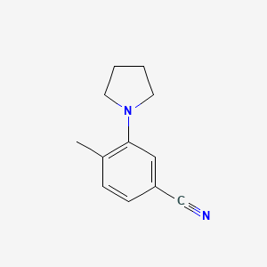 molecular formula C12H14N2 B1430342 4-Methyl-3-(pyrrolidin-1-yl)benzonitrile CAS No. 1513149-33-1