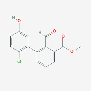 molecular formula C15H11ClO4 B1430369 Methyl 3-(2-chloro-5-hydroxyphenyl)-2-formylbenzoate CAS No. 1414029-17-6