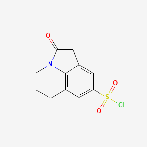 molecular formula C11H10ClNO3S B1430385 2-Oxo-1-azatricyclo[6.3.1.0,4,12]dodeca-4(12),5,7-triene-6-sulfonyl chloride CAS No. 1267401-95-5