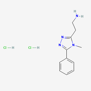 molecular formula C11H16Cl2N4 B1430392 2-(4-methyl-5-phenyl-4H-1,2,4-triazol-3-yl)ethan-1-amine dihydrochloride CAS No. 1803598-28-8