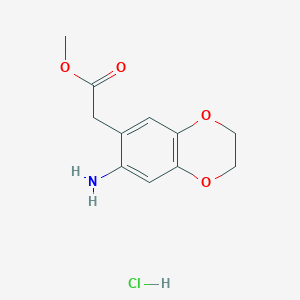 molecular formula C11H14ClNO4 B1430394 Methyl 2-(7-amino-2,3-dihydro-1,4-benzodioxin-6-yl)acetate hydrochloride CAS No. 1797842-87-5