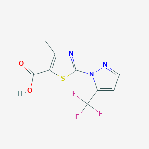 molecular formula C9H6F3N3O2S B1430405 4-Methyl-2-[5-(trifluoromethyl)-1H-pyrazol-1-yl]-1,3-thiazole-5-carboxylic acid CAS No. 1227954-84-8