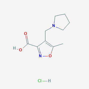 molecular formula C10H15ClN2O3 B1430423 5-Methyl-4-(pyrrolidin-1-ylmethyl)isoxazole-3-carboxylic acid hydrochloride CAS No. 1172847-00-5
