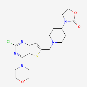 molecular formula C19H24ClN5O3S B1430431 3-(1-((2-Chloro-4-morpholinothieno[3,2-d]pyrimidin-6-yl)methyl)piperidin-4-yl)oxazolidin-2-one CAS No. 1439823-17-2