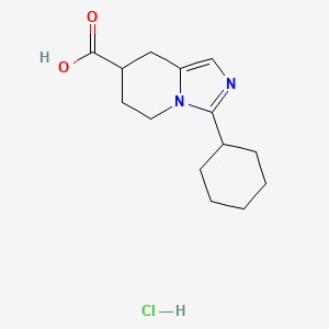 molecular formula C14H21ClN2O2 B1430472 3-cyclohexyl-5H,6H,7H,8H-imidazo[1,5-a]pyridine-7-carboxylic acid hydrochloride CAS No. 1461714-24-8