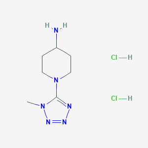 molecular formula C7H16Cl2N6 B1430546 1-(1-methyl-1H-1,2,3,4-tetrazol-5-yl)piperidin-4-amine dihydrochloride CAS No. 1461713-76-7