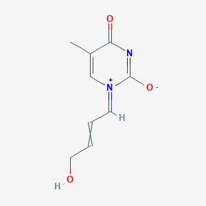 molecular formula C9H10N2O3 B14305496 (1E)-1-(4-hydroxybut-2-enylidene)-5-methyl-4-oxopyrimidin-1-ium-2-olate 