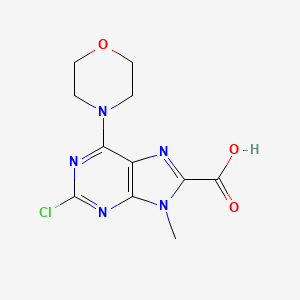 molecular formula C11H12ClN5O3 B1430557 2-Chloro-9-methyl-6-morpholino-9H-purine-8-carboxylic acid CAS No. 1439824-88-0