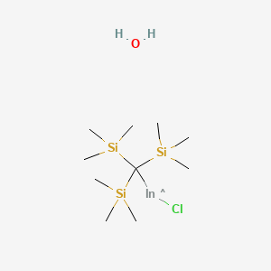 Chloro[tris(trimethylsilyl)methyl]indiganyl--water (1/1)